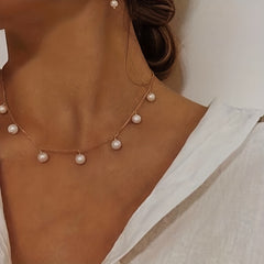 Baroque Style Faux Pearl Pendant Clavicle Chain Necklace