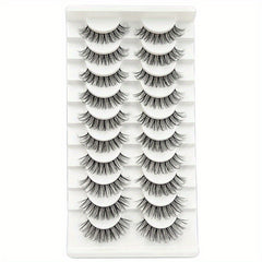 10 Pairs Natural Cross Volume False Eyelashes D Curling