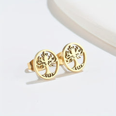 Men's Stainless Steel Ancient Silvery Tree Earrings