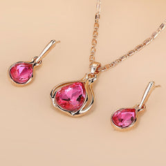 Water Drop Pendant Necklace & Earrings Set for Women/Girls