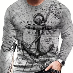 Anchor Print Men's Graphic Sweatshirt Autumn Winter