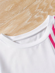Girls Striped Short Sleeve Belted Dress Casual Spring Summer
