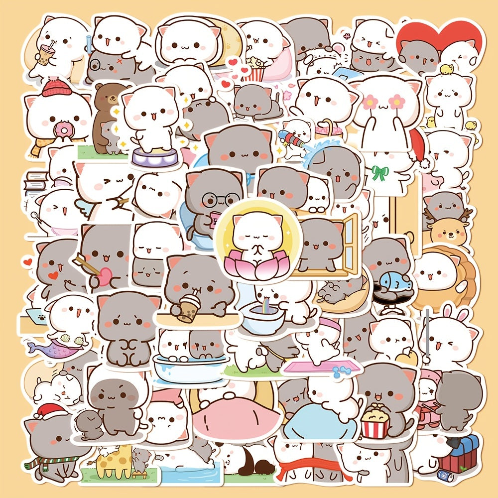 60pcs Peach Cat Stickers for Laptop and Phone Case