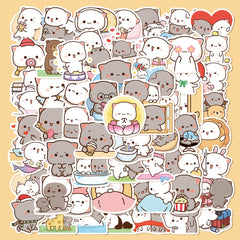 60pcs Peach Cat Stickers for Laptop and Phone Case