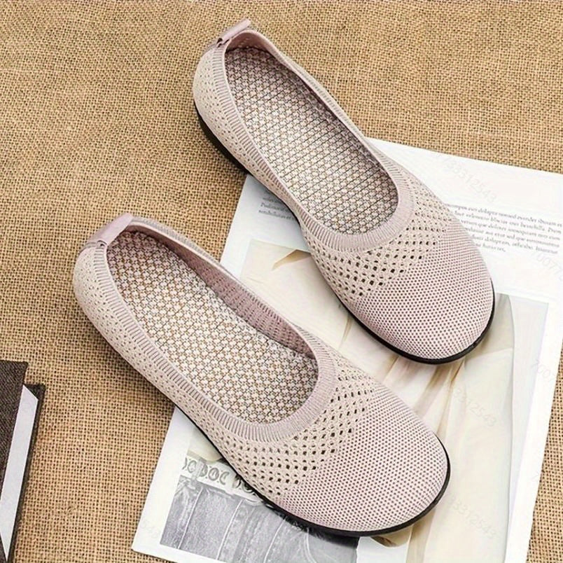 Women's Knit Flat Shoes Comfortable Slip On Casual Driving Flats