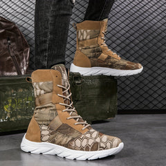 Camouflage Faux Leather Military Combat Boots