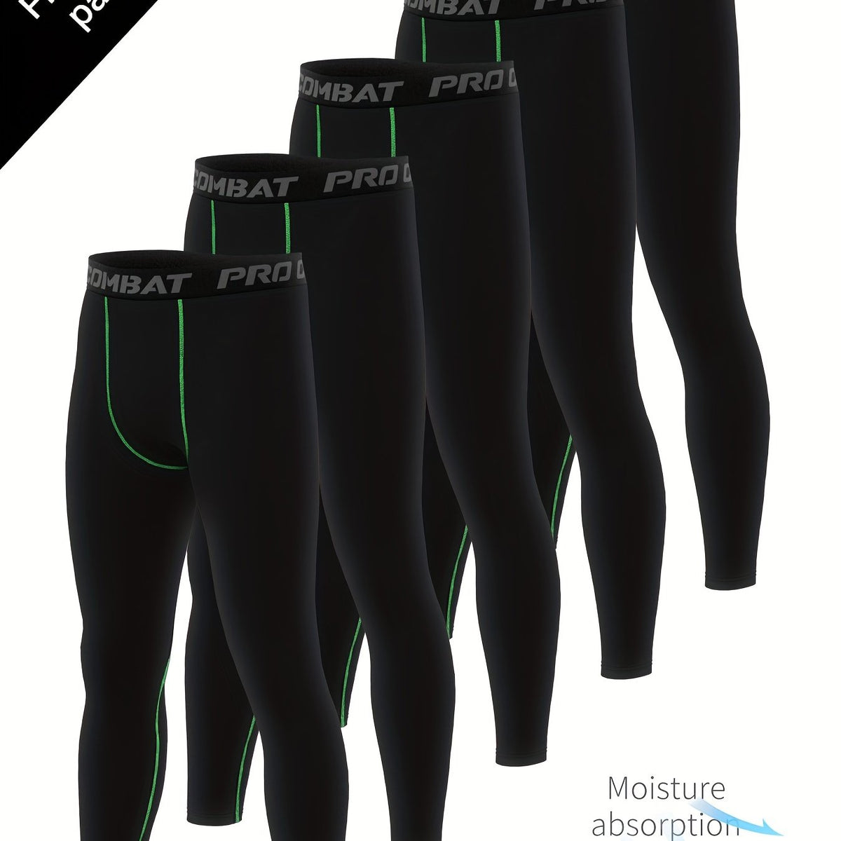 Men's Solid Pocket Leggings Active Sports Compression Pants