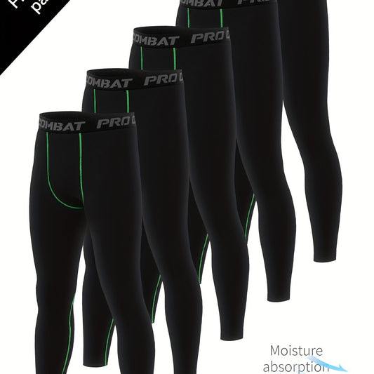 Men's Solid Pocket Leggings Active Sports Compression Pants