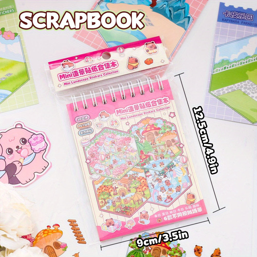 3D Scenery Sticker Book PVC Stickers Scene Cards DIY Landscape Collage