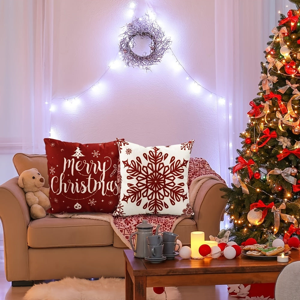 Christmas Pillowcase Elk Snowflake Home Sofa Decoration Cover 45x45cm