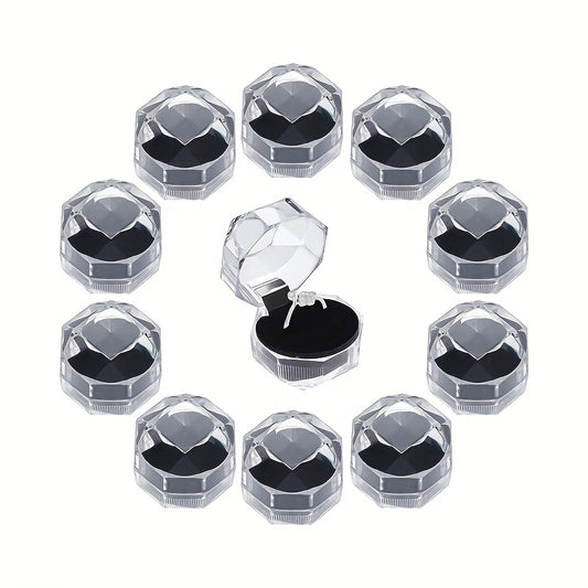 20 Pcs Plastic Ring Boxes Crystal Earrings Jewelry Storage Wedding Proposal