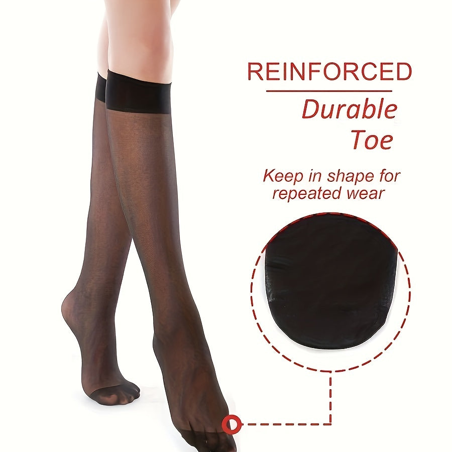 6 Pairs Solid Knee High Socks Women's Stockings