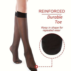 6 Pairs Solid Knee High Socks Women's Stockings