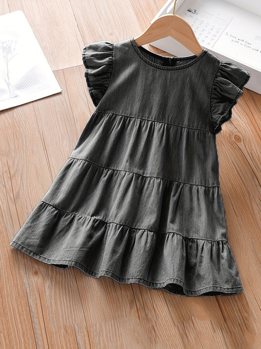 Girls Ruffled Summer Dress Sleeveless Kids Clothes