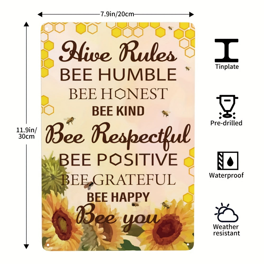 Sunflower Bee Kind Metal Tin Sign Wall Plaque
