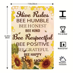Sunflower Bee Kind Metal Tin Sign Wall Plaque