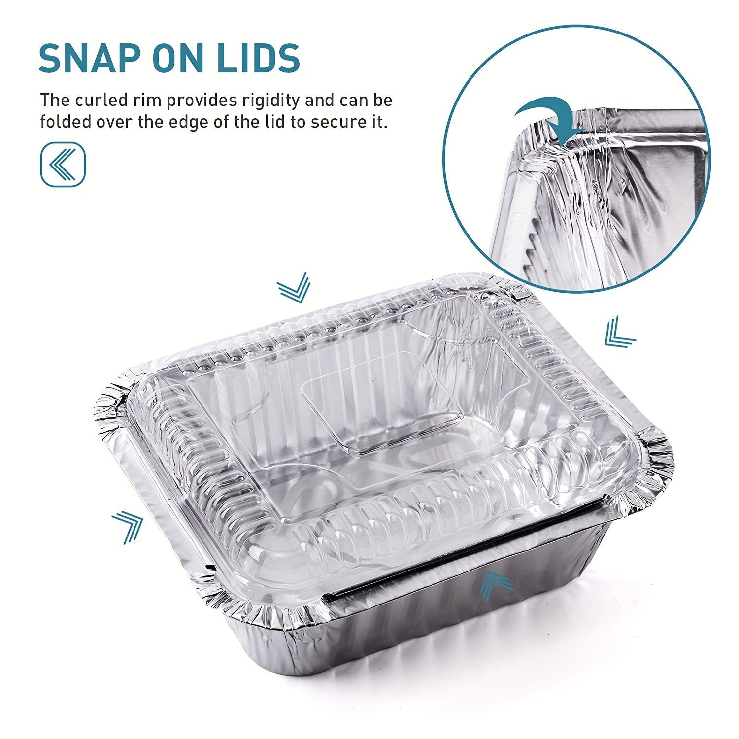 50pcs Aluminum Pans With Clear Lids - To Go Food Containers