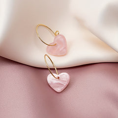 Pink Heart Pendant Dangle Earrings Daily Wear Accessories Female Gift