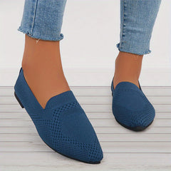 Women's Pointed Toe Ballet Flats Knit Slip On Shoes Casual Breathable