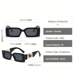 Y2K Rectangle Sunglasses Retro UV400 Sun Shades for Vacation Travel