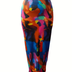  Tie Dye Bodycon Skirt High Rise Elastic