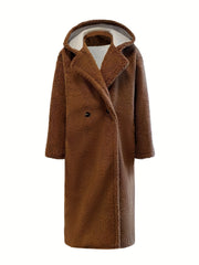 Double Breasted Hooded Teddy Coat Casual Outerwear