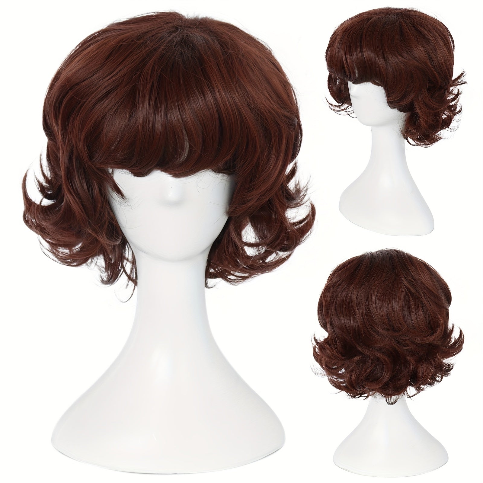 Short Wavy Men's Cosplay Wig with Bangs and Wig Cap
