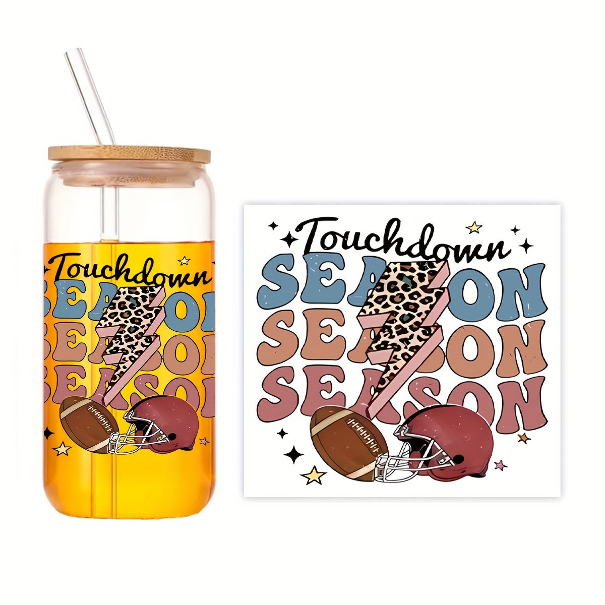 Football UV DTF Cup Sticker Glasses Sport Waterproof Transfer Stickers