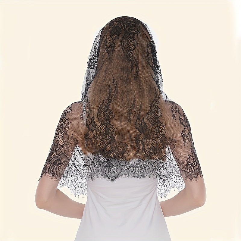 Embroidered Lace Mantilla Veil Scarf for Wedding Bridal Women