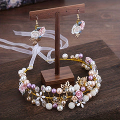Faux Pearl Rhinestone Wedding Headdress Set Headband Bridal Headband