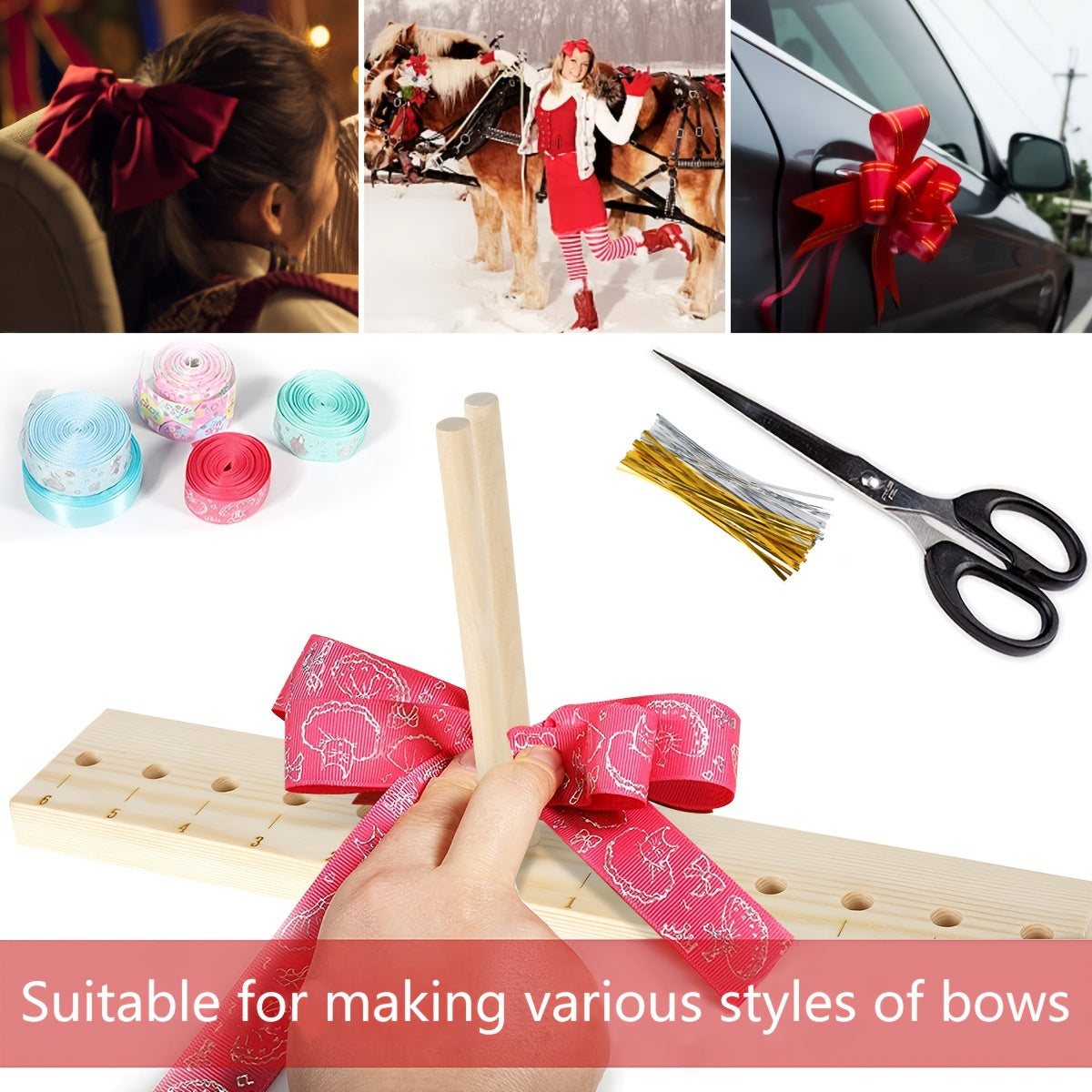 Wooden Bow Maker for Ribbon Wreaths Corsages DIY Tool