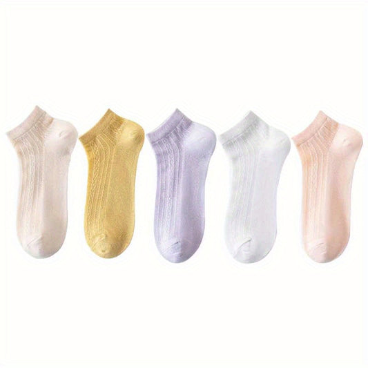 5 Pairs Argyle Mesh Socks Crew Socks Women's Stockings & Hosiery