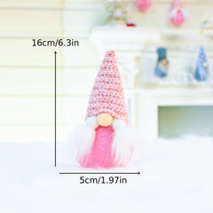4pcs Pink Christmas Pendant Faceless Dolls Knitted Wool Forest Man Figure