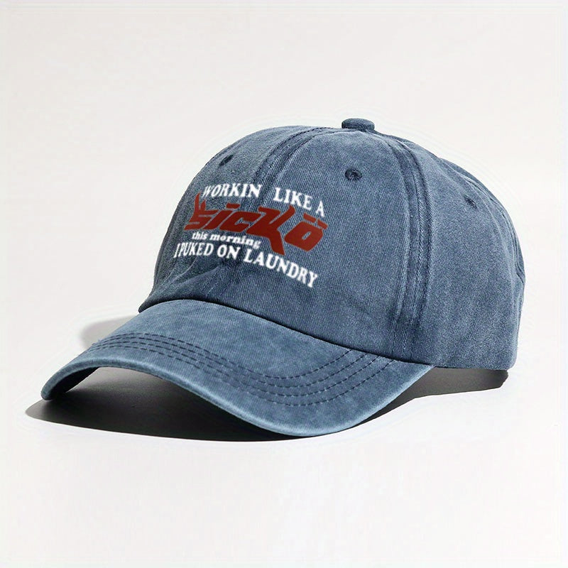 Vintage Baseball Cap Letter Printed Distressed Cotton Dad Hats Solid Sun Hat
