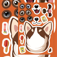 8pcs Cartoon Dog Puzzle Stickers PVC Decals Mixed Colors Self Adhesive