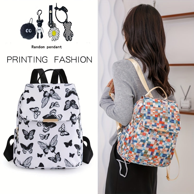 Butterfly Print Waterproof Backpack Lightweight Oxford School Bag