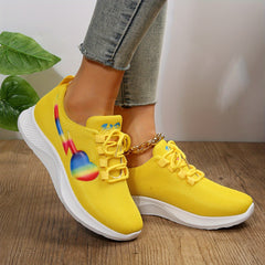 Women's Love Heart Platform Sneakers Lace Up Outdoor Shoes