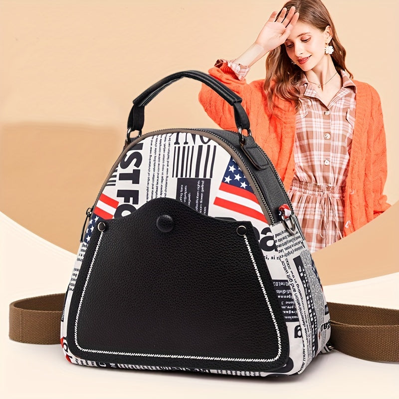 Casual Flap & Letter Pattern Backpack Travel Daypack
