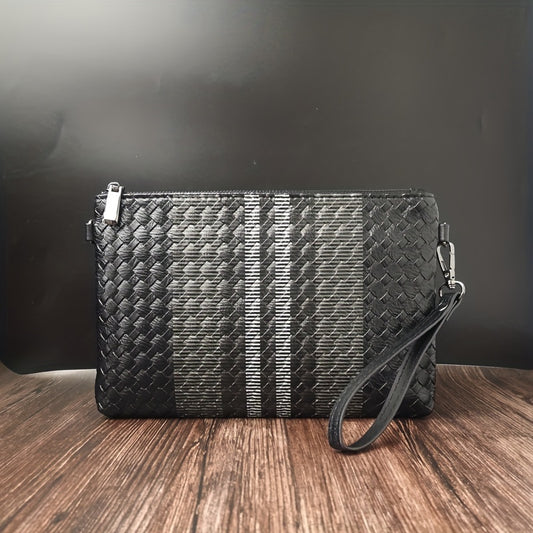 Men's Clutch Bag Large Capacity Woven Handbag Envelope Business Wear