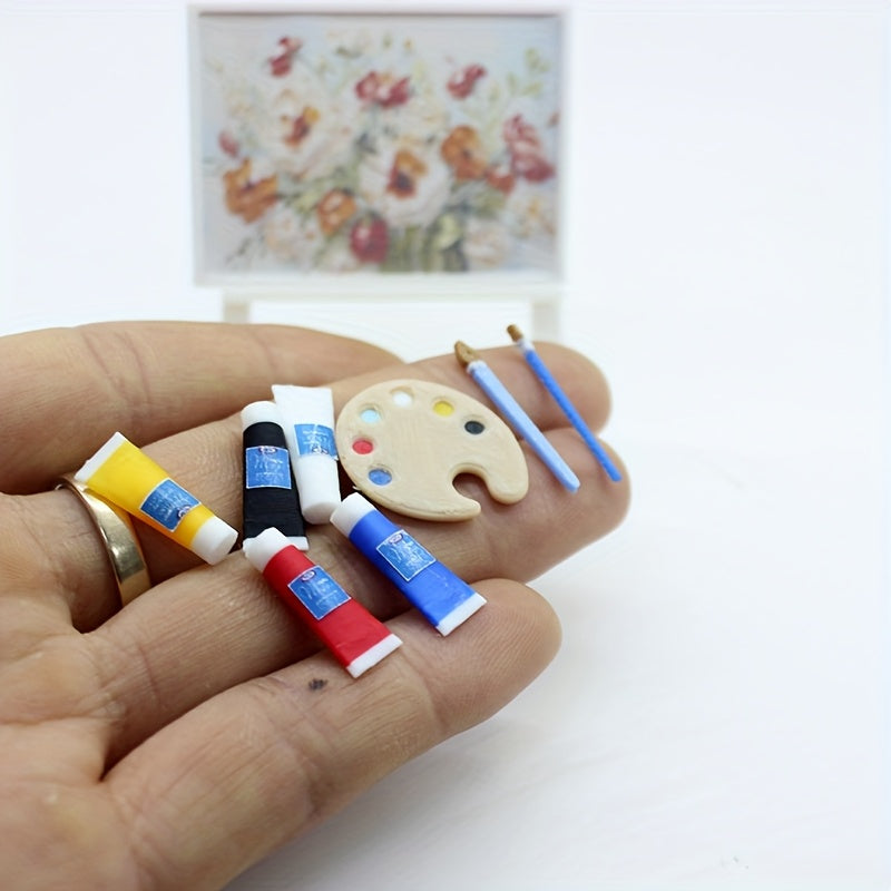 Dollhouse Playset with Paint Brushes Palette and Artists' Colors