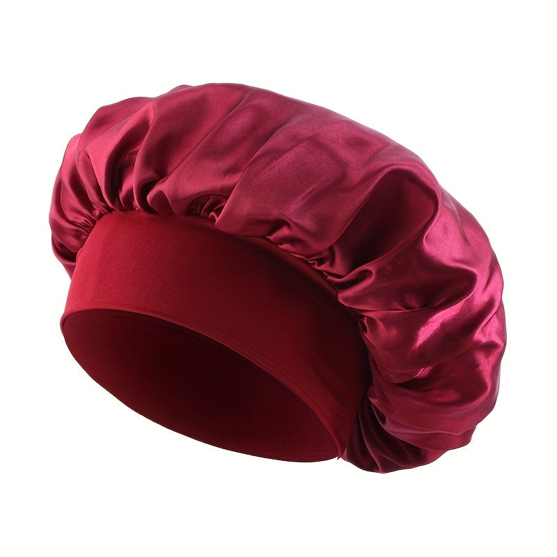Wide Elastic Band Satin Sleep Bonnet Soft Night Sleeping Cap