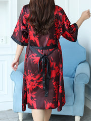  Floral Print Satin Nightgown Set