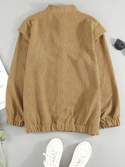 Solid Stand Collar Long Sleeve Buckle Jacket