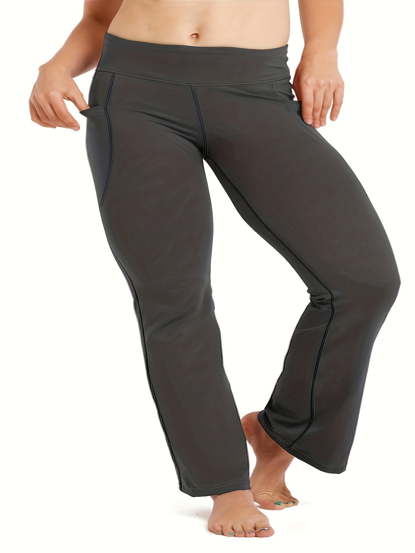  High Rise Flared Leg Yoga Pants with Pockets