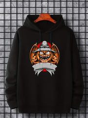 Men's Pumpkin Devil Graphic Hoodie for Halloween