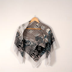 Vintage Floral Print Square Scarf Tassel Shawl Casual Windproof Head Wrap