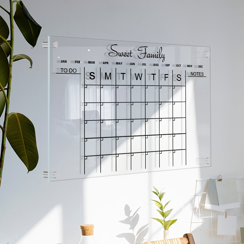 Acrylic Calendar Transparent Wipeable Month Plan Display Board