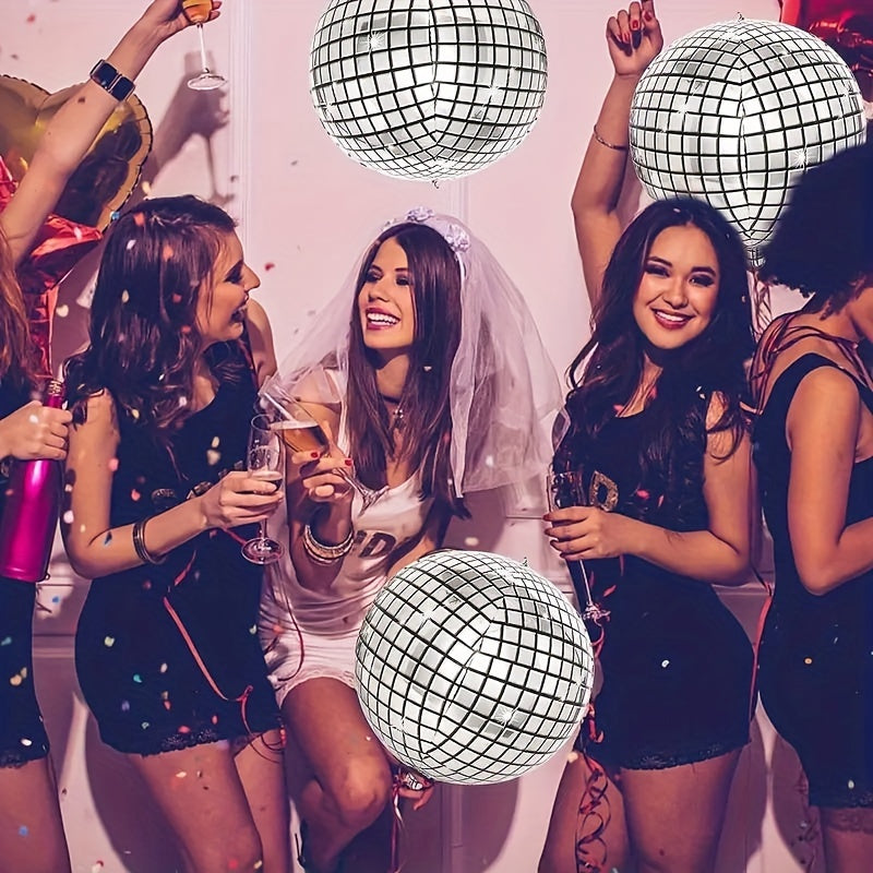 2pcs Disco Ball Balloons Metallic Mirror Balloon Dance Party Decor