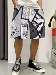 Men's Comics Beach Shorts Active Slightly Stretch Drawstring Shorts