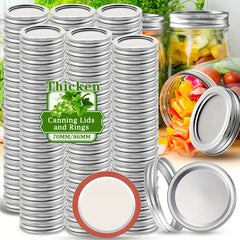 48pcs Wide Mouth Canning Lids & Rings Set Seal Leak Proof Regular Mason Jars